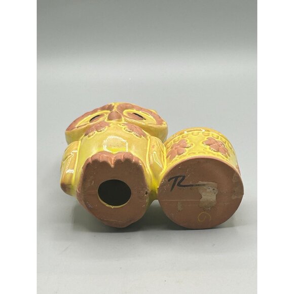 Vintage Small Owl Planter Yellow Glaze Red Clay Pottery Bird Kitsch Home Decor - Picture 7 of 9